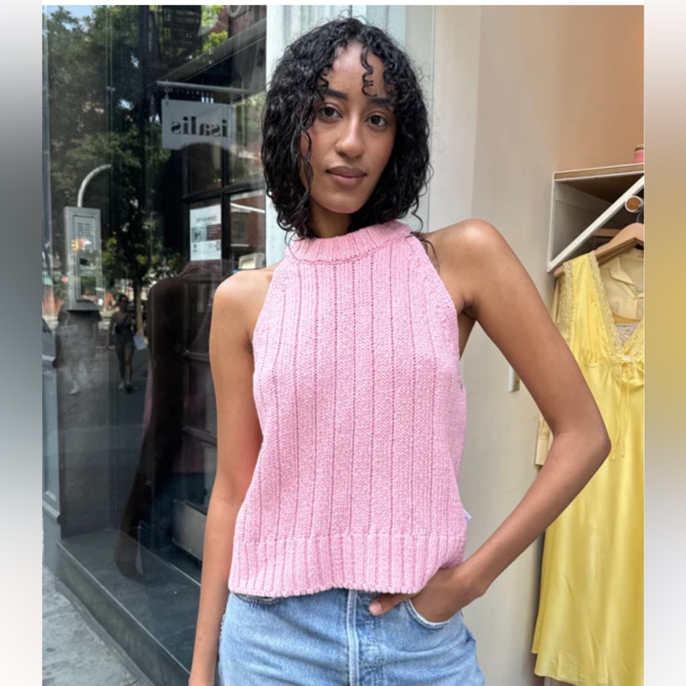 NWT LE BON SHOPPE CLAIRE COTTON SWEATER TANK - PINK M